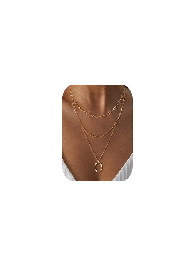 VIROMY Gold Necklace for Women 14k Gold Chain Necklaces Dainty Layered Necklaces Simple Stackable Pendant Necklaces Paperclip Dot Chain Choker Jewelry for Women - Image 1